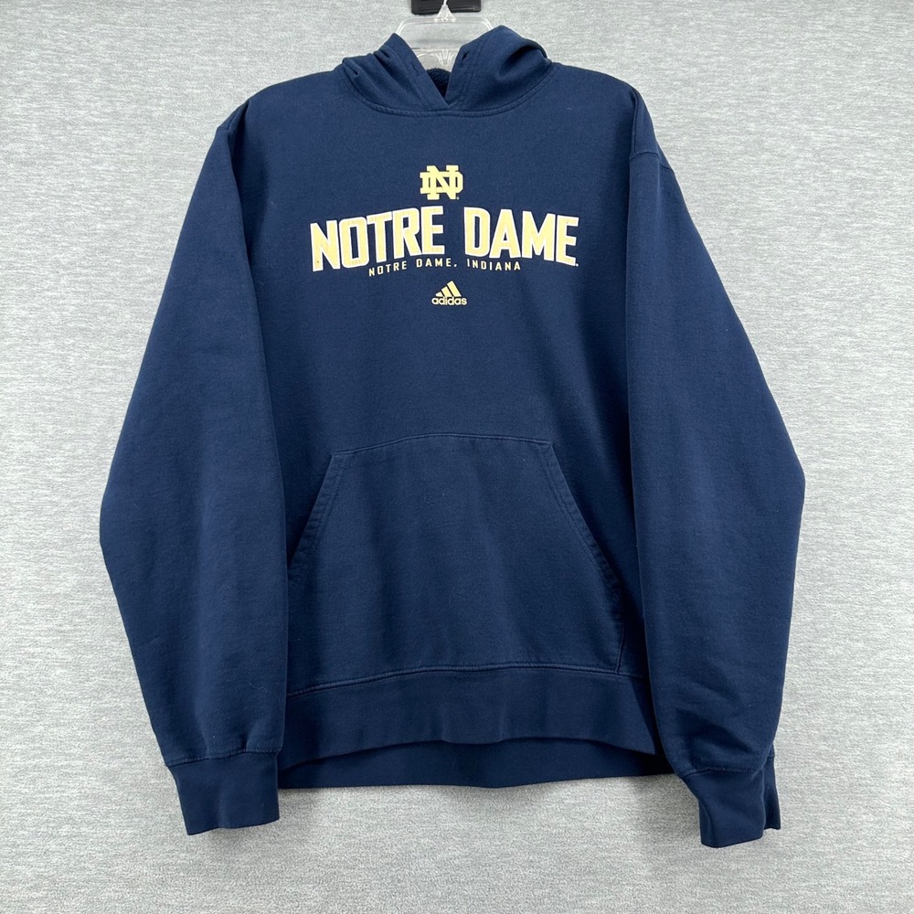 Notre Dame Fighting Irish Adidas Hoodie Mens XL Blue Pullover Graphic Sweatshirt